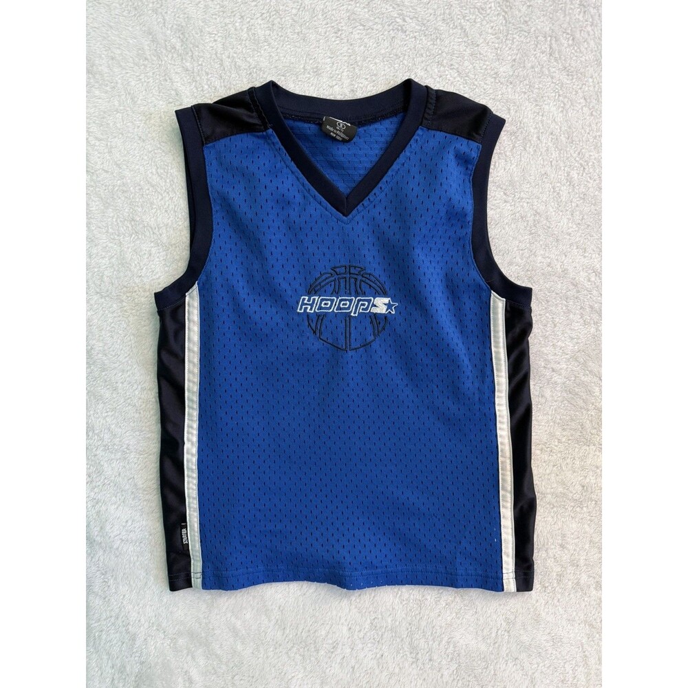 Starter Tank Top Basketball Hoops Blue Jersey Sleeveless Size S 6-7